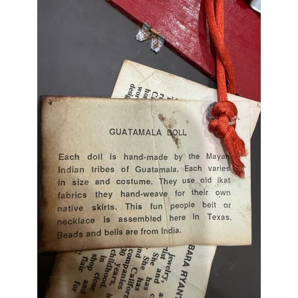 Guatemalan vintage made worry, dolls, framed mirror - Picture 8 of 10